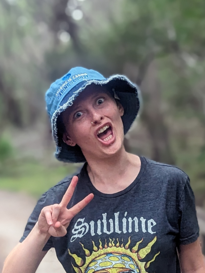 Sharing is Caring Distressed Denim Bucket Hat