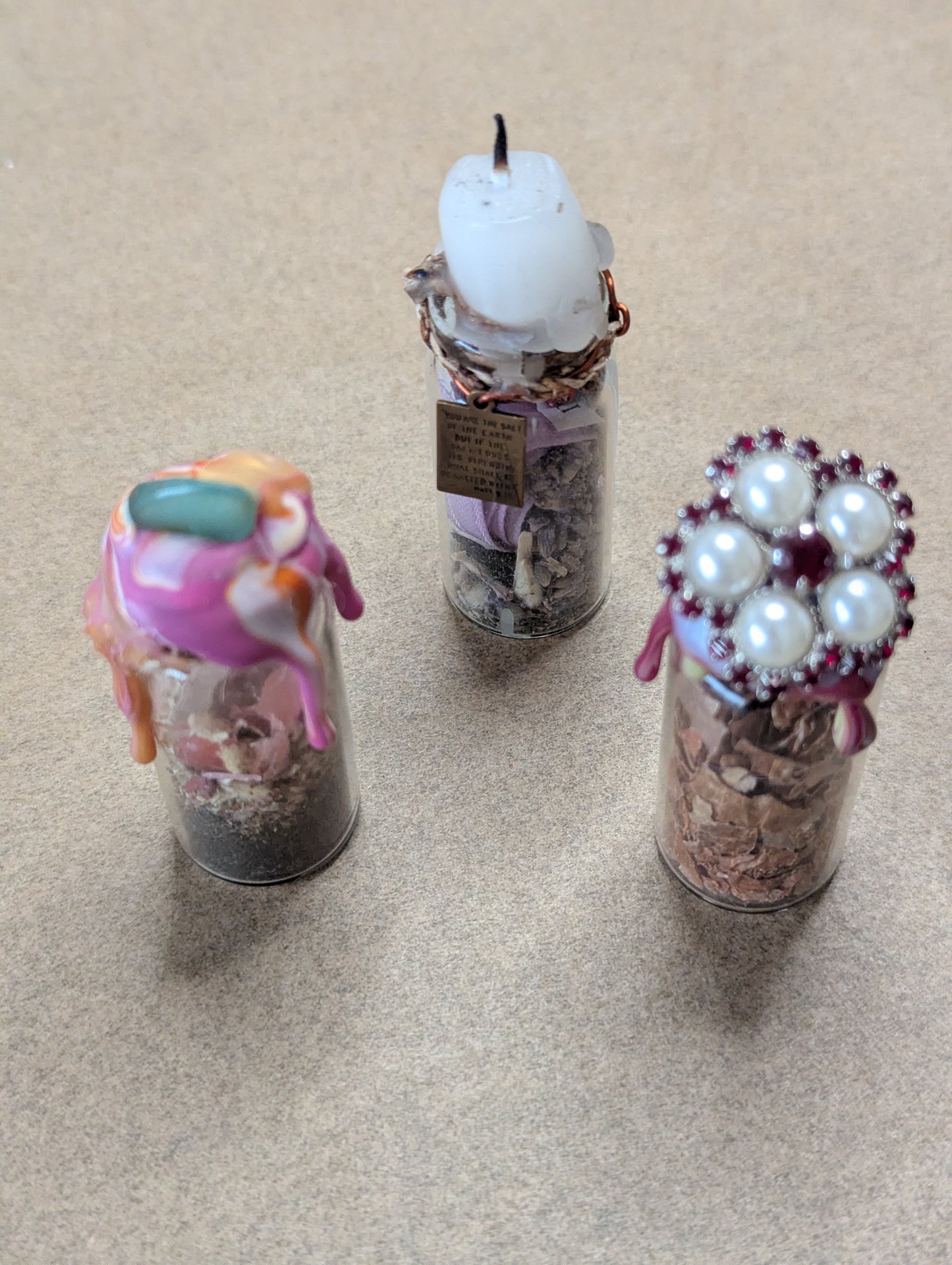 Handmade Spell Jars - Multimedia Bottle Art - Unique Pocket Charms