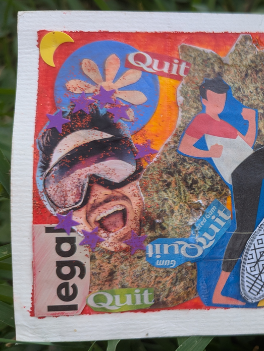 “MOOD: Legalize It” – Original Political Collage on Watercolor Postcard