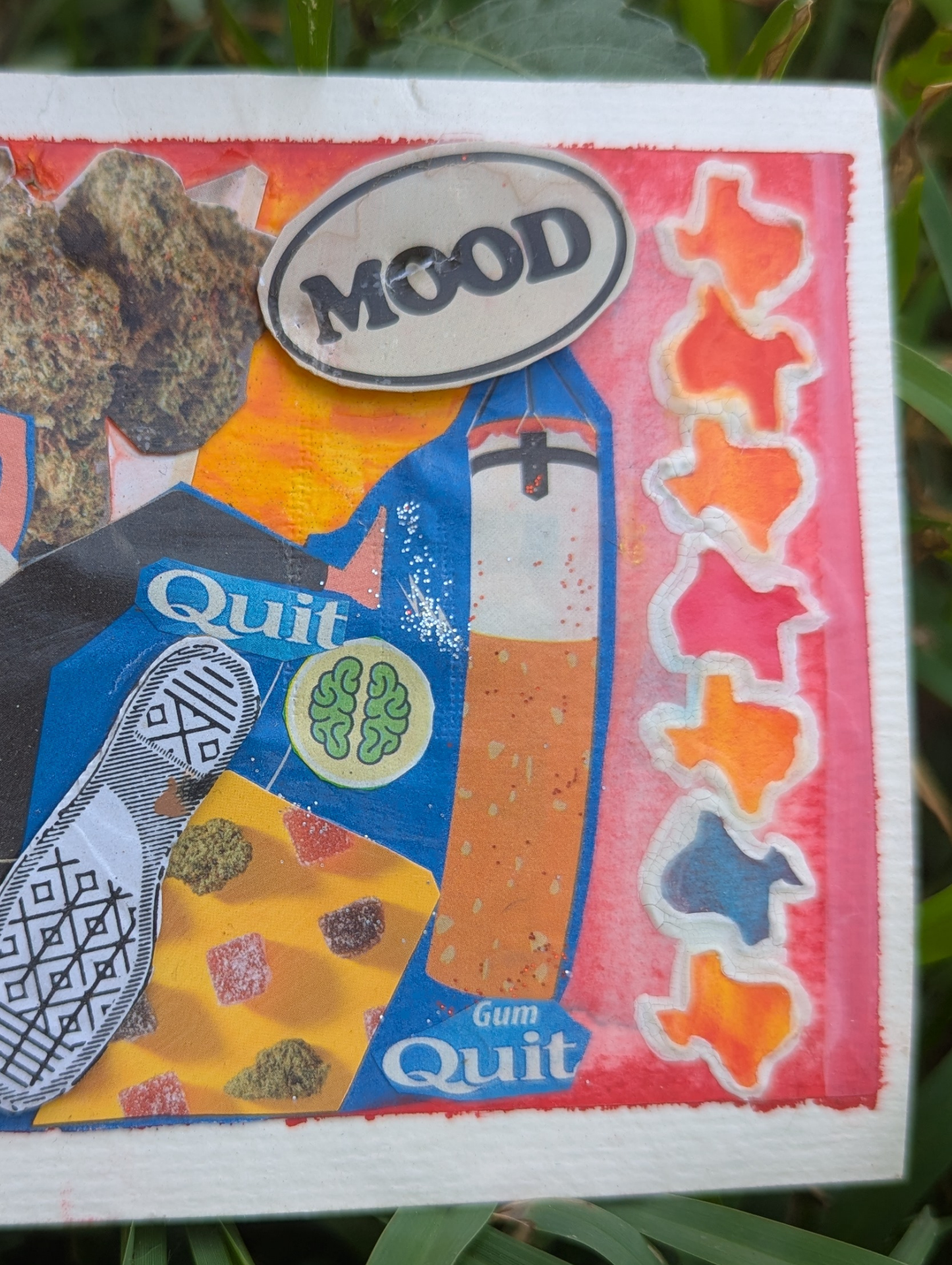 “MOOD: Legalize It” – Original Political Collage on Watercolor Postcard