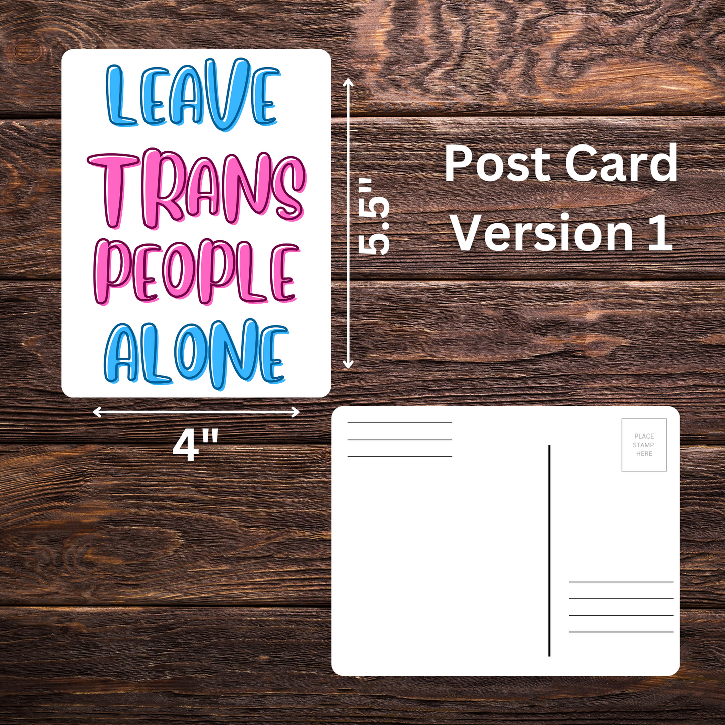 Leave Trans People Alone Postcards | 5.5" x 4" | Trans Rights Advocacy | Mail to Government Officials
