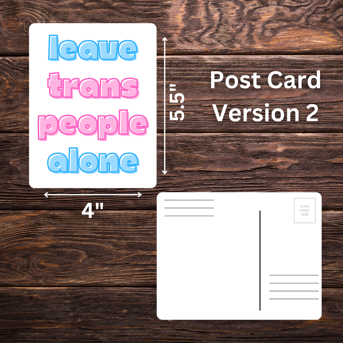 Leave Trans People Alone Postcards | 5.5" x 4" | Trans Rights Advocacy | Mail to Government Officials