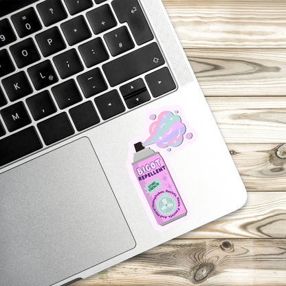 Bigot Repellent Sticker | Anti-Hate Vinyl Decal | 3" x 4" | Social Justice Protest Sticker | Queer Ally Gift | Political Sticker