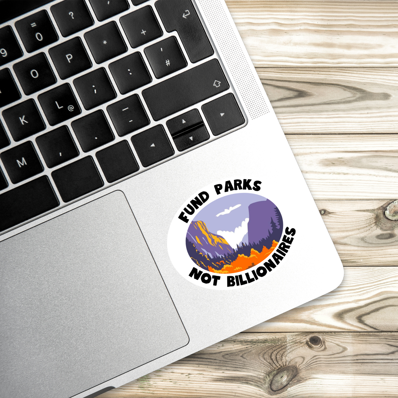 Fund Parks Not Billionaires Oval Sticker | Political Sticker | Vinyl Sticker | Water-Resistant | Anti-Billionaire | Pro-Environment | Activism Decal