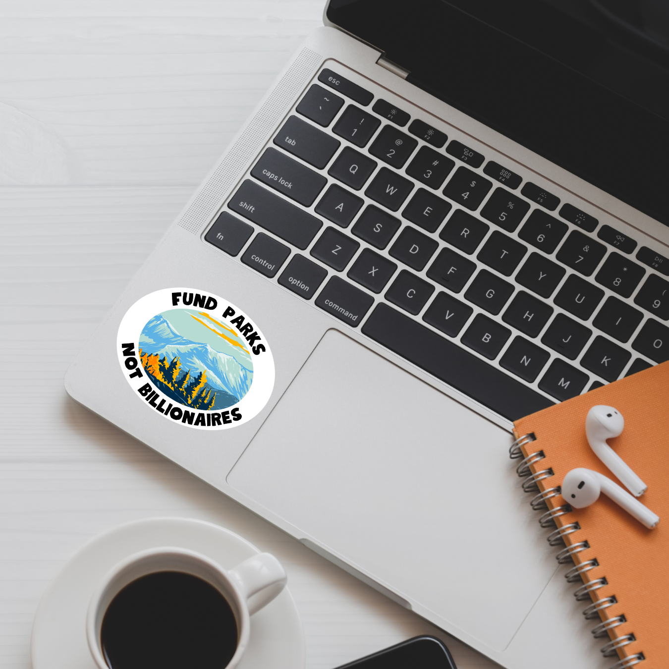 Fund Parks Not Billionaires Oval Sticker | Political Sticker | Vinyl Sticker | Water-Resistant | Anti-Billionaire | Pro-Environment | Activism Decal