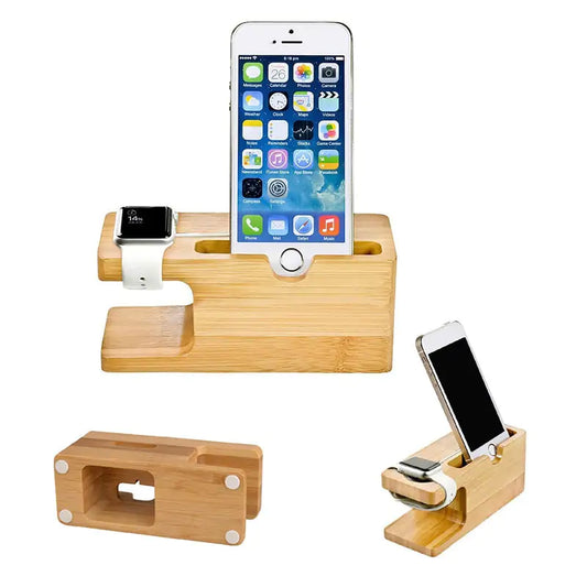 Sleek Bamboo Wood Charger Station: Perfect for Apple Devices, Plus Support Pops & Pans' Community Empowerment