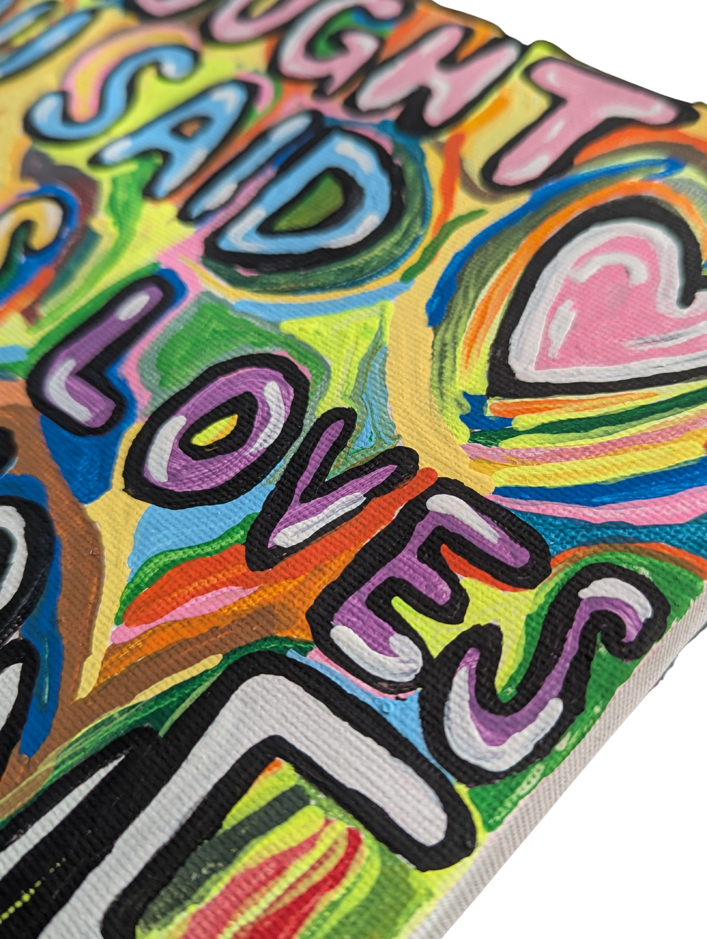 “I Thought You Said Jesus Loves Everyone” — Original Hand-Painted Social Commentary by Vanessa Hoo
