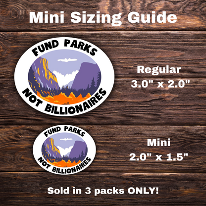 Fund Parks Not Billionaires Oval Sticker | Political Sticker | Vinyl Sticker | Water-Resistant | Anti-Billionaire | Pro-Environment | Activism Decal