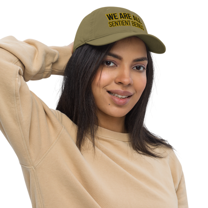 we are all sentient beings - organic vegan cap by pickles